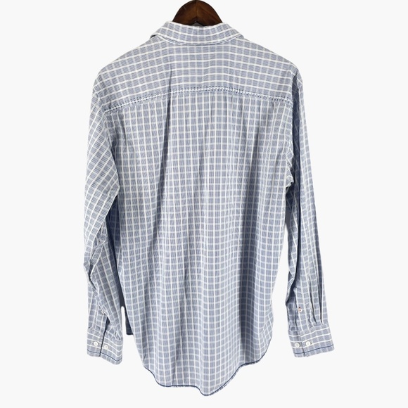 BUGATCHI UOMO Blue Button Down Plaid Dress Shirt - Picture 2 of 8